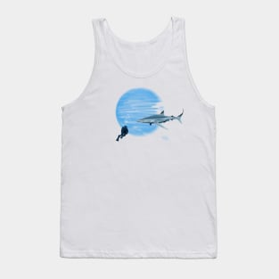 curious Shark in deep blue sea Tank Top